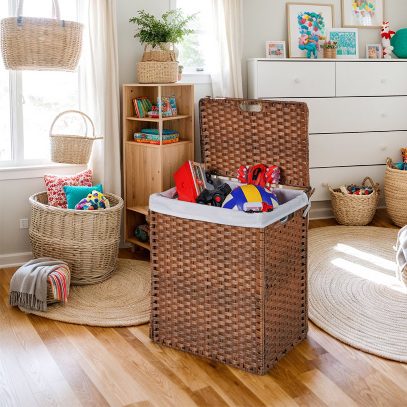 Laundry Hamper with Handles, Brown