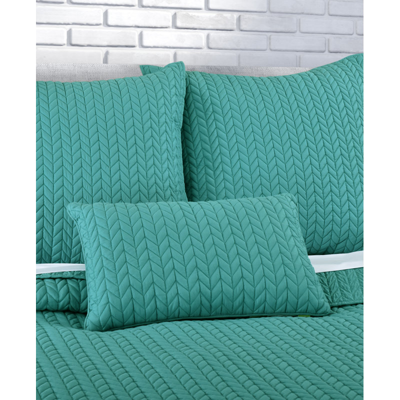 Lightweight Turquoise Quilted Aerated Fabric Throw Pillow