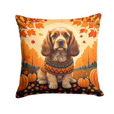 Cocker Spaniel Fall Fabric Decorative Pillow