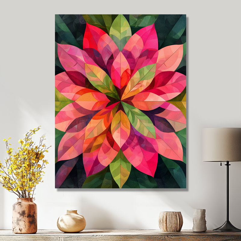 Feuilles de kaléidoscope - reproduction d'art traditionnelle en métal, décoration murale feuilles en métal, H 32 po x l 16 po
