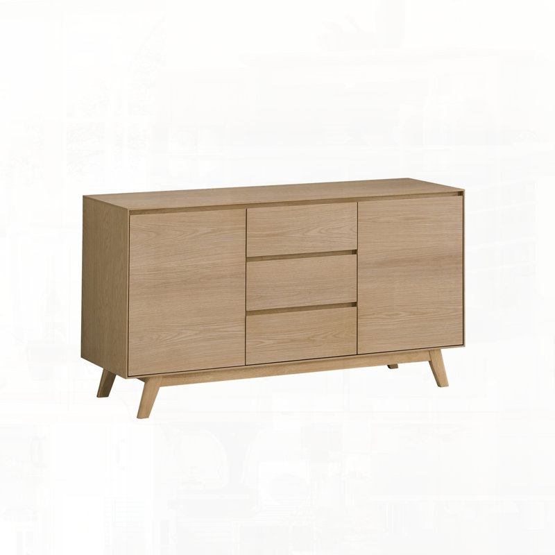 Grande tablette de rangement en chêne avec matériaux en bois mélangés