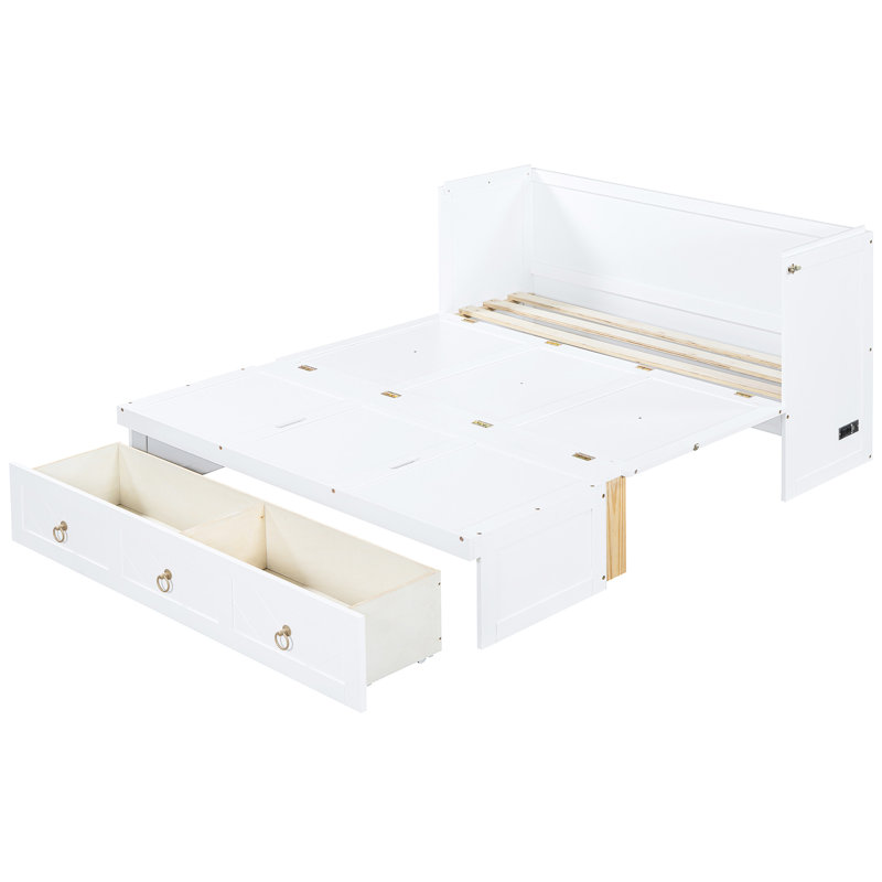 Lit en blanc avec hublot et un tiroir spacieux pour un espace de rangement de grande taille - Économiseur, fabrication stable