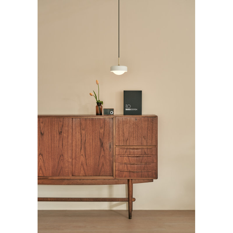 Luminaire suspendu tambour 1 lumière DEL Pensee, Blanc mat