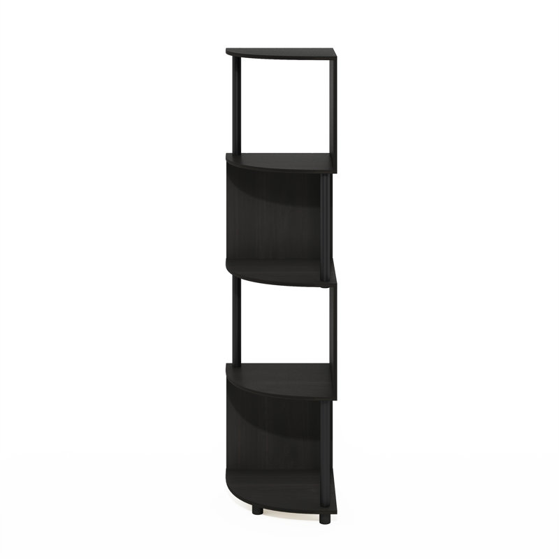 Sharee 4-Tier Zigzag Corner Shelf Bookcase, Bookshelf, Espresso/Black