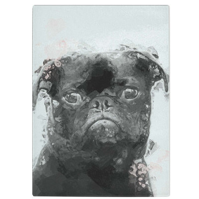 Tempered Glass Paint Splashed Pug Dog Chopping Board