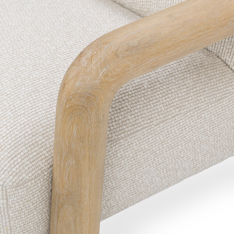 Reyna Upholstered Fabric Accent Chair, Natural Wood, Sand