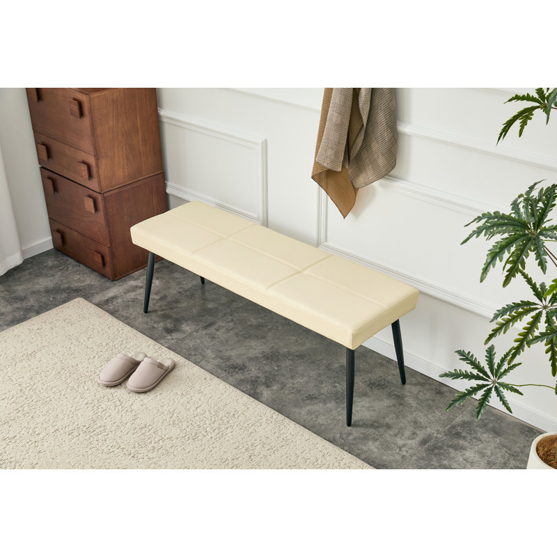 Banc de salle à manger en cuir PU 51,57 x 16,14 x 14,57 blanc cassé