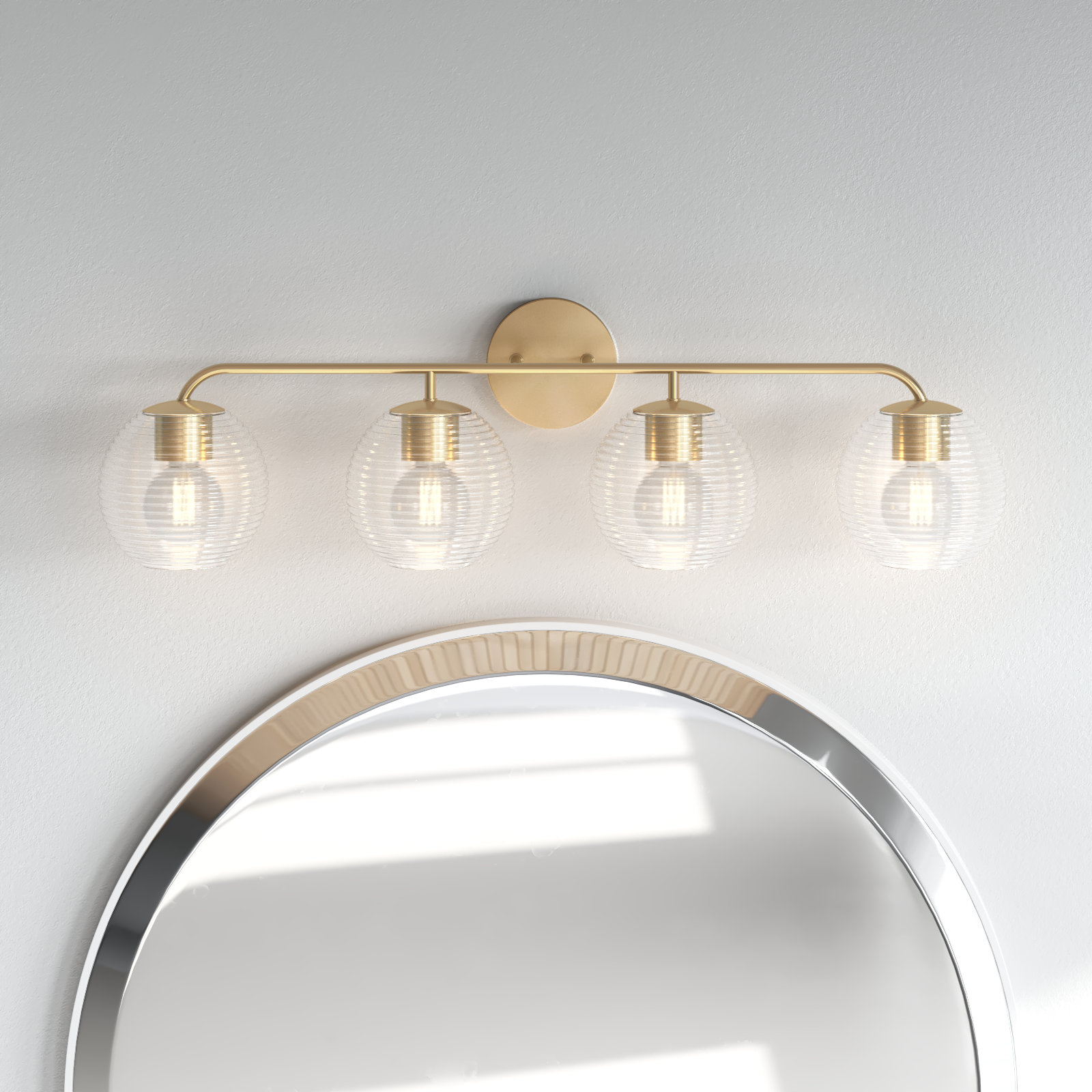 Brandy 4 Light Ribbed Dimmable Vanity Light, Matte Brass
