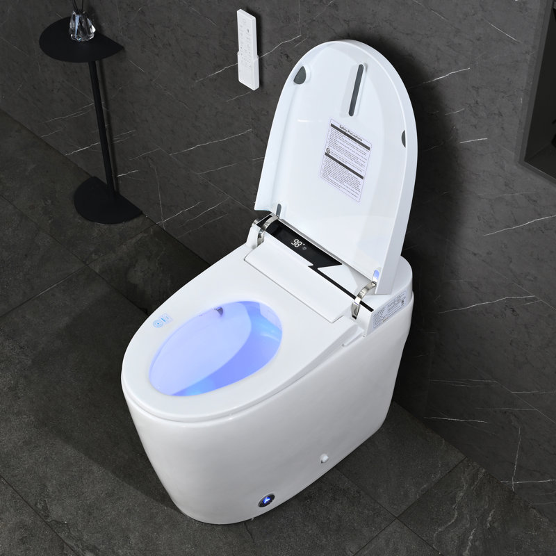 Toilettes intelligentes conformes aux normes ADA avec siège chauffant, bidet intégré, séchoir à air chaud, ouverture automatique du couvercle, télécommande, veilleuse, entraxe de 30,5 cm (12 po).