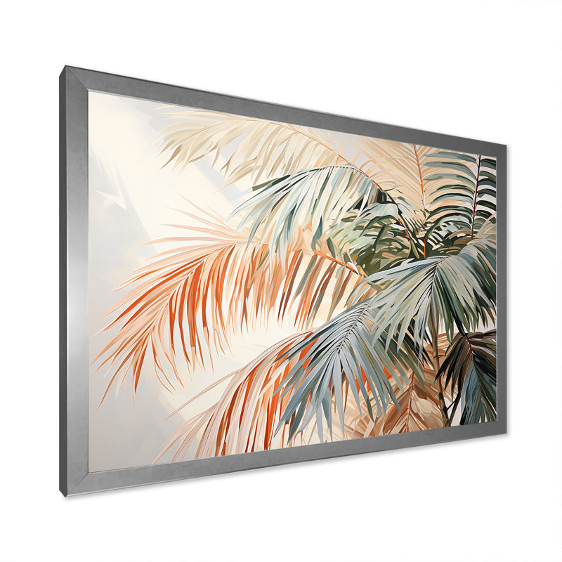 Minimalisme, tranquillité tropicale, palmiers I sur toile, Cadre photo argenté, H 16 po x l 32 po x P 1 po