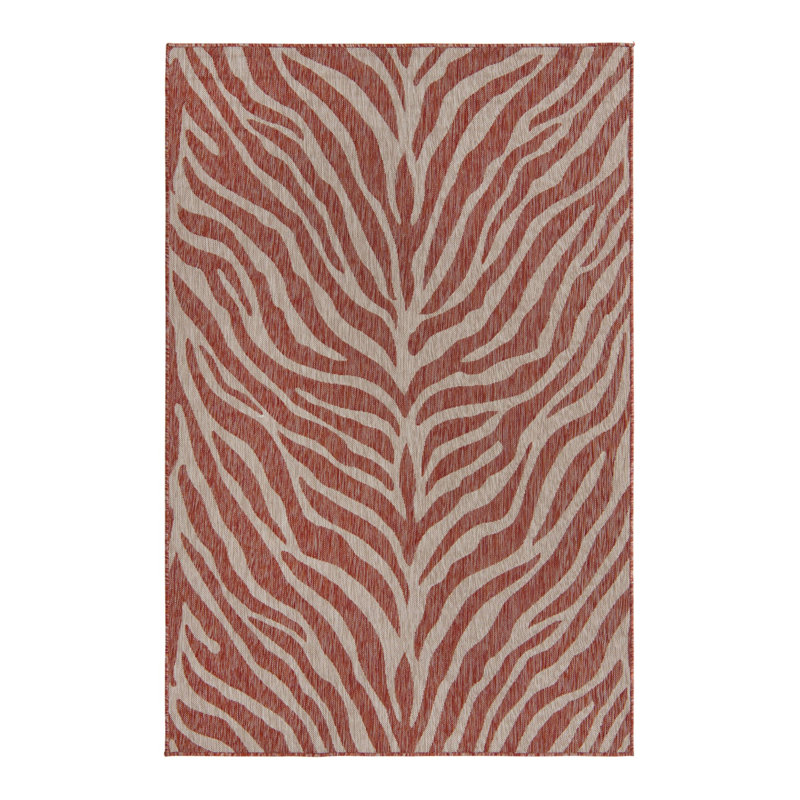 Rust Red Tsavo Indoor/Outdoor Safari Rug, Rectangle 5'3" x 7'10"