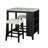 Transitional Bar Table Set With Upholstered Tufted Stools And USB Ports,Set Of 3