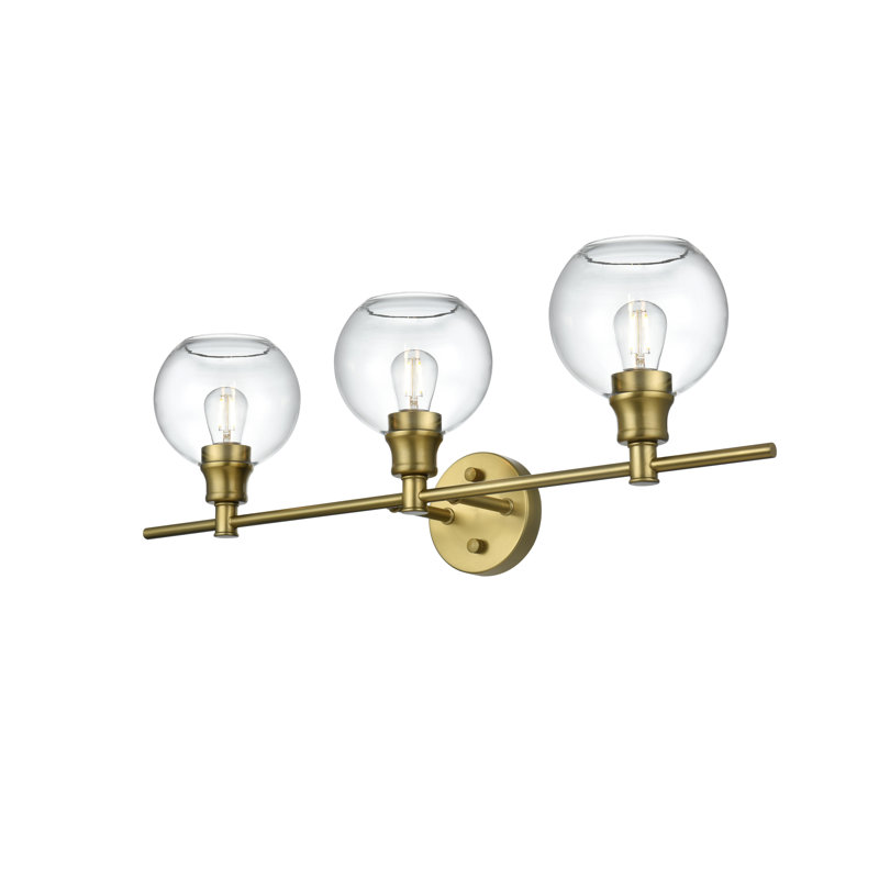 Éclairage pour meuble-lavabo en verre Drinkard, Transparent, Doré, 3 lumières