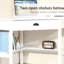 Bureau blanc avec tablettes et tiroir pour tablettes de bureau compactes, petits espaces