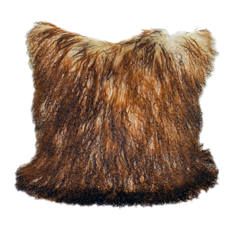 Tibetan Microsuede Throw Pillow, 20" x 20", Rust Tri Tipped, Solid Color