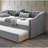 1Pc Day Bed W/ Slat Trundle Button Tufted Nailhead Trim Gray Finish Bedroom Furniture