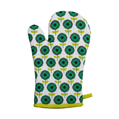 Symple Stuff Bonifant Floral Cotton Oven Mitt