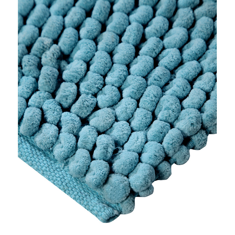 Tapis pour salle de bain tissé à la main Marveen, Bleu arctique, 50 po x 30 po