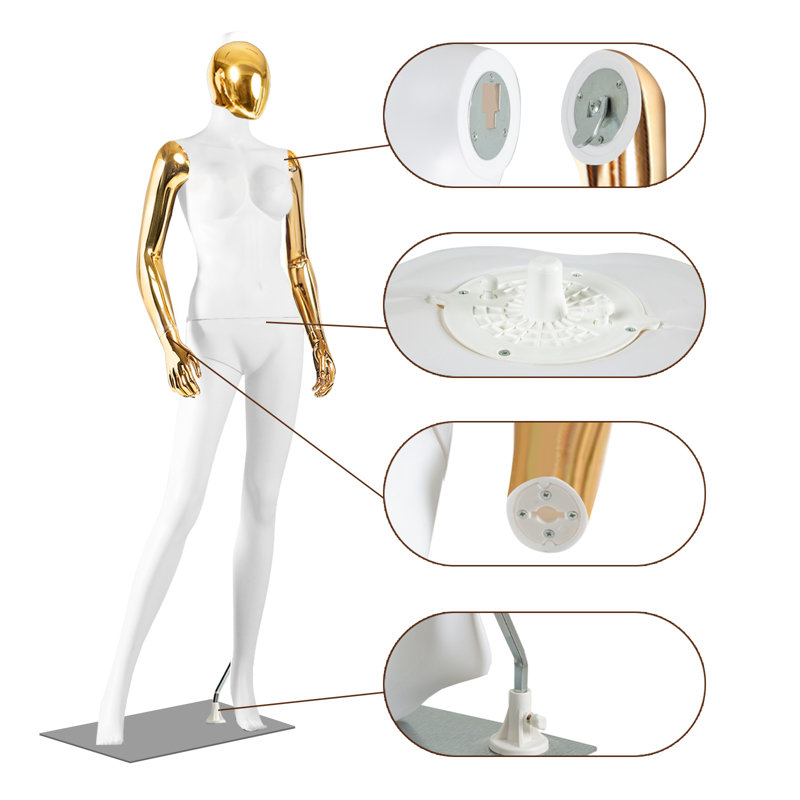 Mannequin de mannequin complet avec mannequin de présentation ajustable et ajustable, Blanc