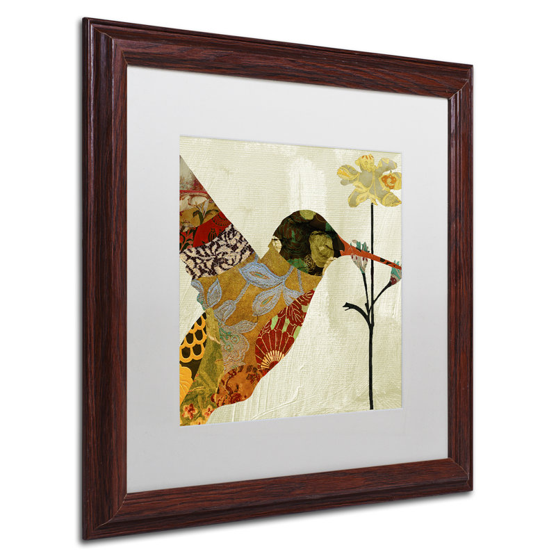 «Hummingbird Brocade III» par Jadaya, impression encadrée, blanc, H 11 po x l 14 po x P 0,5 po
