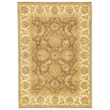 Hand Knotted Wool Area Rug in Brown And Ivory