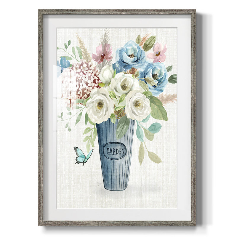 Bouquet de jardin - impression encadrée, Vieilli, H 19,5 po x l 16,5 po