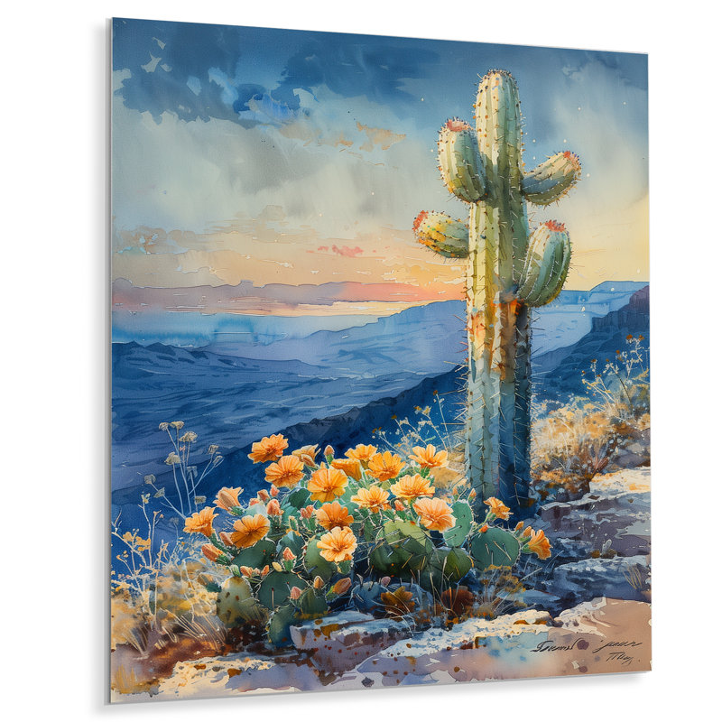 Cactus vert, vert, désert, merveille, Métal métal, H 32 po x l 24 po