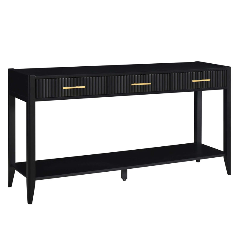 60-Inch Wooden Console Table With 3 Drawers And Storage Shelf, Perfect For Entryway, Hallway, And Living Room, Black