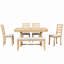 Ensemble de table de salle à manger 6 pièces en bois d'hévéa avec magnifique placage en bois massif à motif de grain de bois et coussin moelleux (brosse en poudre naturelle)-2106145802
