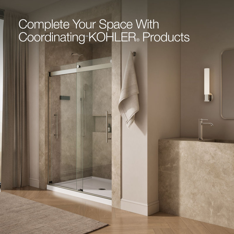 Levity Plus Frameless Sliding Shower Door, 77-9/16 In. H X 56-5/8 - 59-5/8 In. W, With 5/16 In.-Thick Crystal Clear Glass