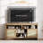 58" Rattan TV Console with 4 Drawers & 2 Doors, Modern Media Cabinet with Adjustable Shelves, Brown