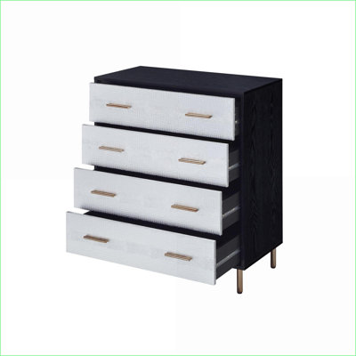 Commodes et amp; Garde-robes | Commode 4 tiroirs Myles au fini noir / argent / or | Noir, or, argent | Métal, bois synthétique