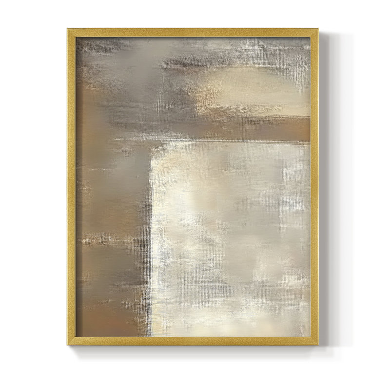 Abstrait, reproduction encadrée «III», prêt à être accroché, H 20 po x l 16 po, Doré