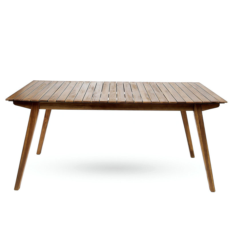 Table de salle à manger d'extérieur en bois massif de 69 po