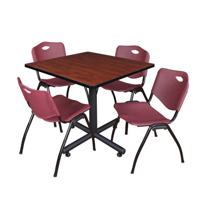 Kobe Square X-Base Breakroom Table, 4 M Stack Chairs