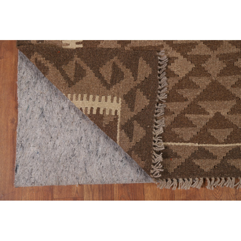 Brown Kilim Reversible Wool Area Rug 5x8