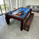 Table de billard convertible 7 pi avec dessus de salle à manger, bancs de rangement et accessoires complets RICH BLUE