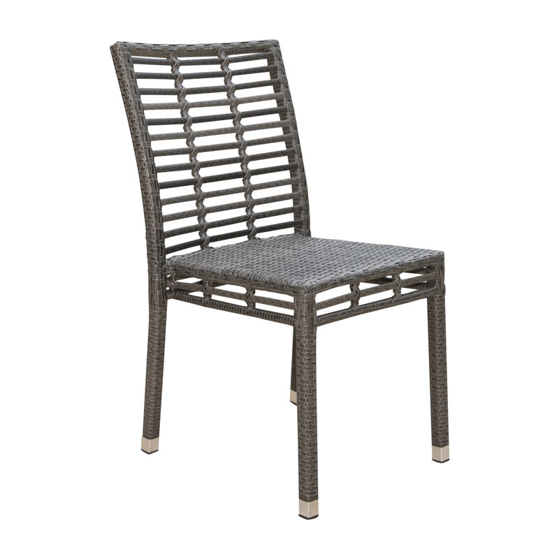 Graphite Outdoor Stacking Dining Side Chair with Cushions