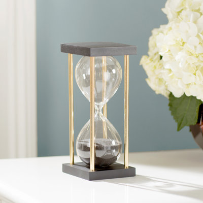 Harold Handmade Glass and Aluminum Hourglass Decorative Object