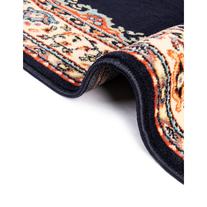 Tapis oriental noir Balthrop, Tapis de couloir 2 pi 2 po x 8 pi 2 po, Dark Blue