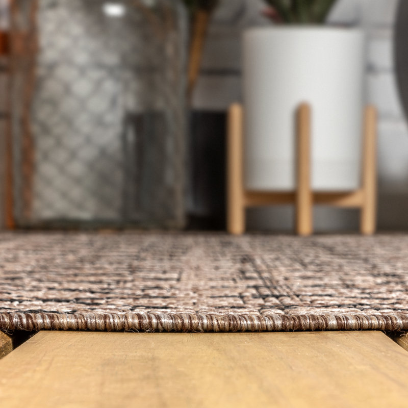 Tapis d'intérieur / extérieur Crompton, Carré 3 pi 1 po, Naturel/noir