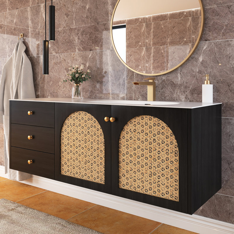 60" Wall Mounted Plywood Bathroom Vanity With Sink