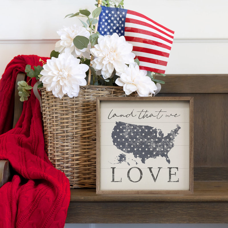 Land That We Love America - blanc, 24" H x 24" W