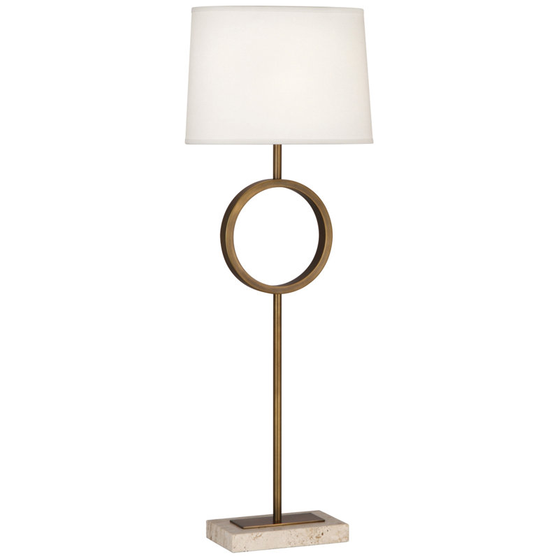 Logan Stone Table Lamp, Fondine, Aged Brass/Travertine Stone