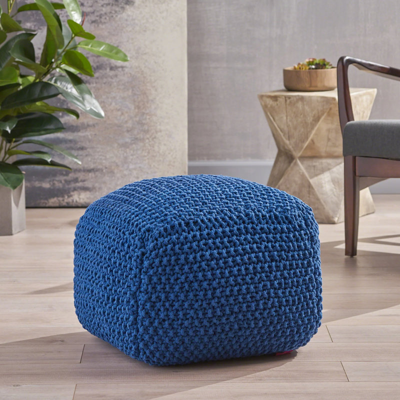 Pouf en coton tricoté Pim 20,5 x 20,5 x 16,5