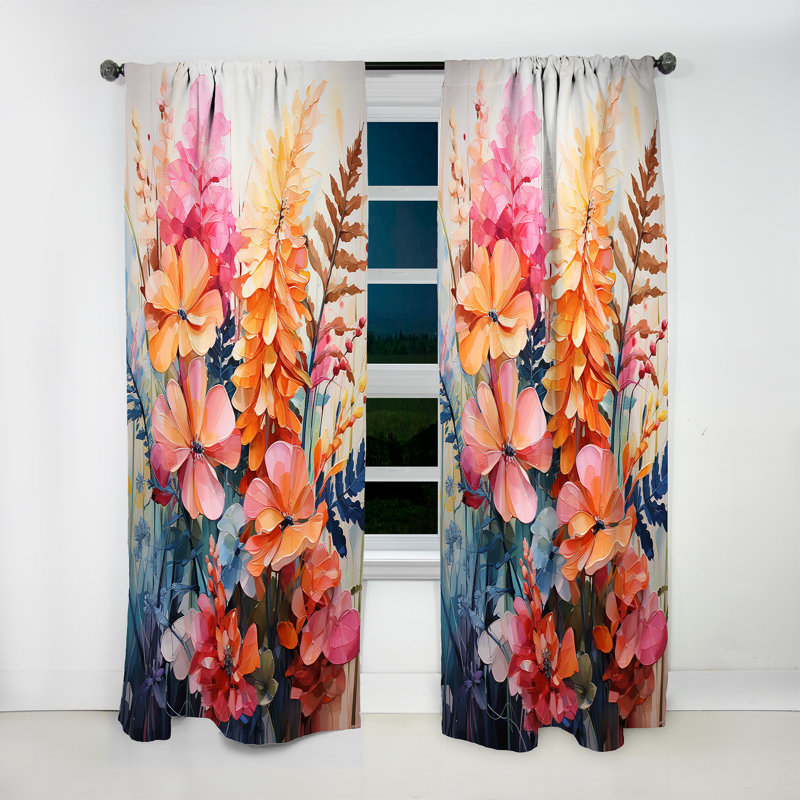 Khailee Multicoloured Ferns Collage I - Modern Velvet Curtain - Room Darkening - 1 Panel, 52" W x 108" L