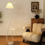 Creamy Pleated Marble Floor Lamp With Tray And 3-color Light For Reading