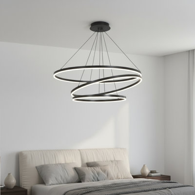 31.5 Inch Modern LED Pendant Light Aluminum Suspension 3000K Switch Dimming Living Room Light