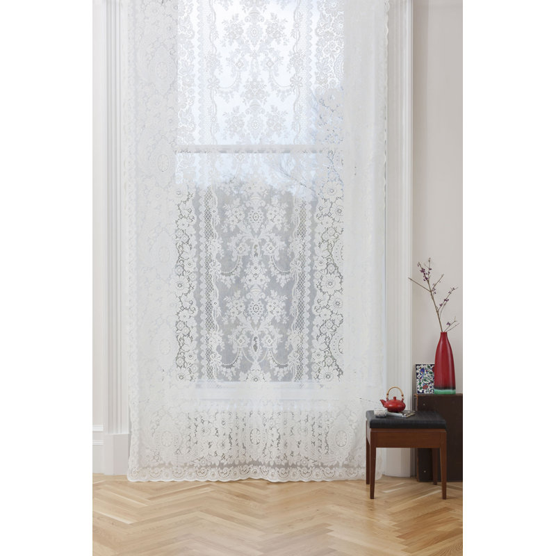 Moira Cotton Blend Sheer Curtain Single Panel, 175 W x 320 D cm, Ivory