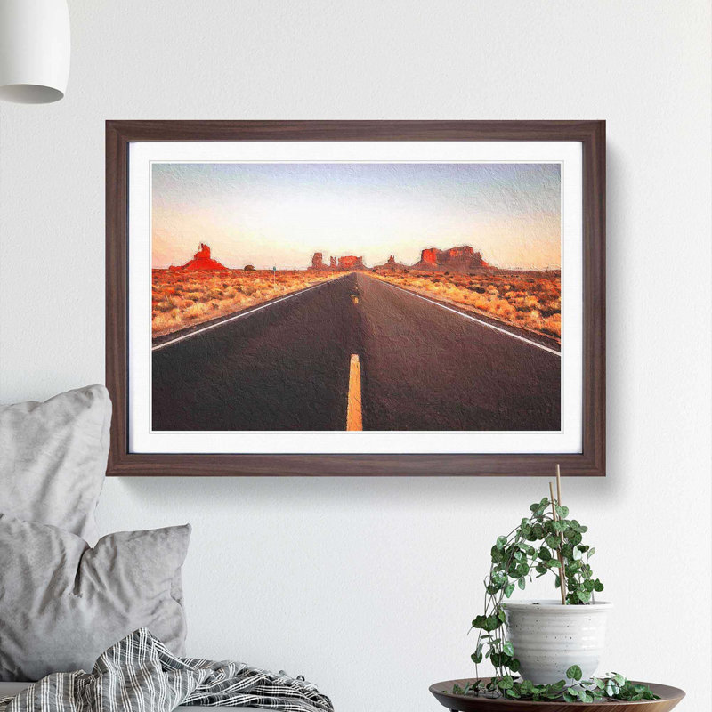 Road Through Arizona - Picture Frame Painting Print, Walnut Framed, 48cm H x 65cm W x 2cm D